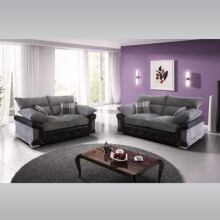 (Grey/Black ) Maryland Fabric/Faux Leather 3+2 Set Living Sofa