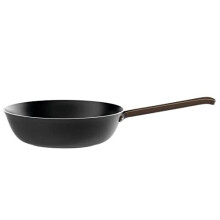 Alessi edo | PU114/28 B - Long Handle Aluminium Frying Pan with Non-Stick Coating, Stainless Steel Handle with PVD Coating, Brown