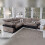 (beige/brown) Maryland Fabric/Faux Leather Corner Sofa 1