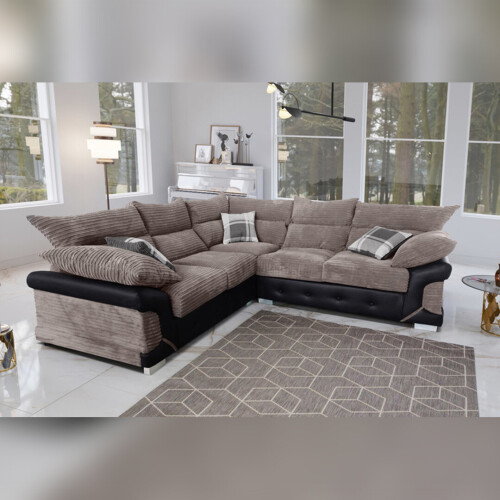 (beige/brown) Maryland Fabric/Faux Leather Corner Sofa
