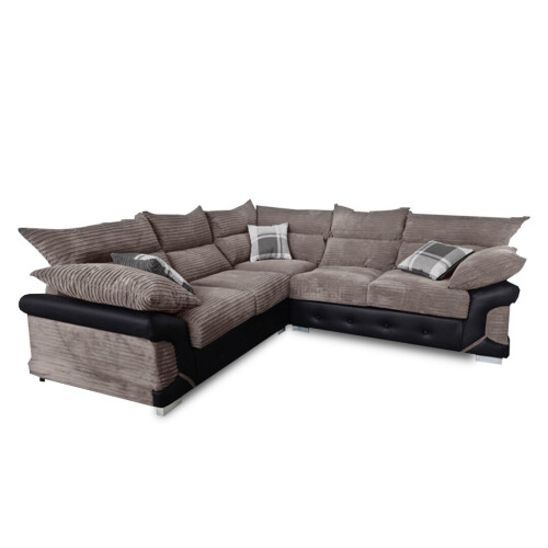 (beige/brown) Maryland Fabric/Faux Leather Corner Sofa 1