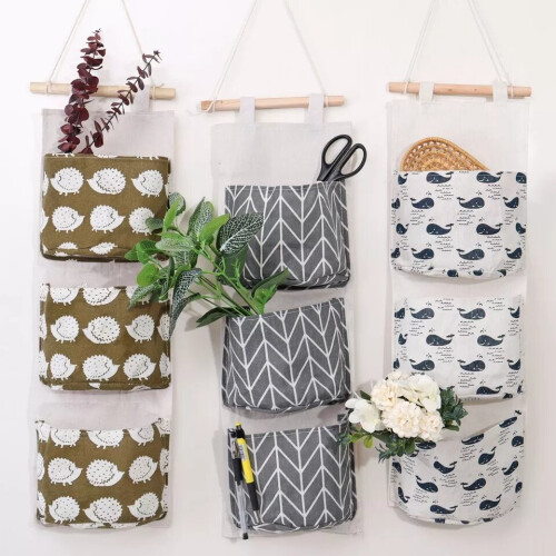 Wall Hanging Storage Bag υφασμάτινη θήκη 3 τσέπες πολυστρωματική πόρτα ντουλάπας 2