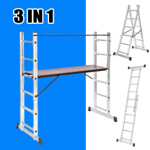 3 Way Combination Ladder Scaffold Multipurpose Ladder Platform 2 Wheel