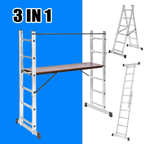 3 Way Combination Ladder Scaffold Multipurpose Ladder Platform 2 Wheel