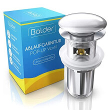 BALDER (Original) - Premium Universal Pop Up Sink Plug, Bathroom Sink Plug for Basin Waste - Precise Chrome Platted Fitting Brass Drain Valve with