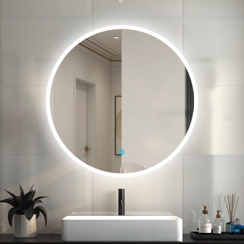 60cm Large Round Gold Wall Mounted Mirror with LED Light