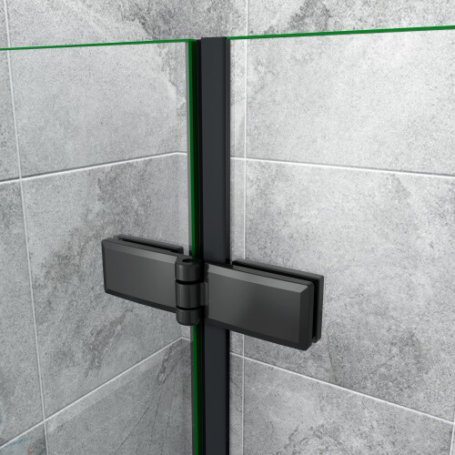AICA (1000x1400mm) Matt Black Aluminum 2 Fold Bath Shower Screen 1