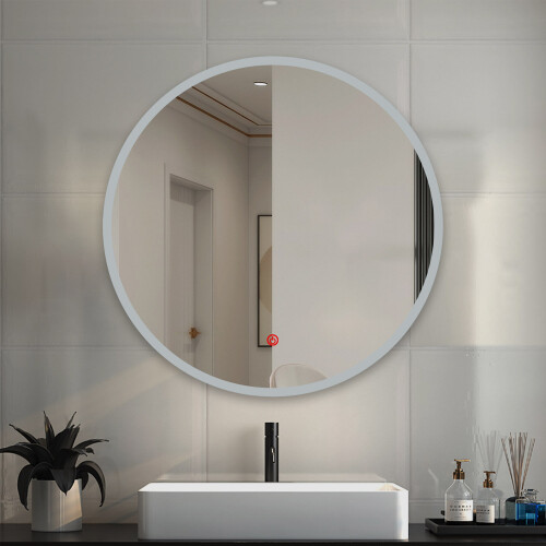 60cm Large Round Gold Wall Mounted Mirror with LED Light 1
