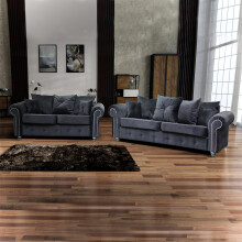 (Grey, 3+2 Seater Sofa) Ashwin Living Room Corner Sofa