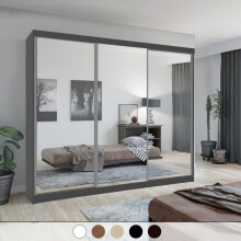 (250) Chicago Grey Double Sliding door Mirror wardrobe