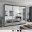(250) Chicago Grey Double Sliding door Mirror wardrobe 1