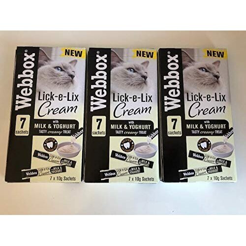 Webbox Lick-e-Lix Cream with Milk and Yoghurt 7 x 10g Sachets (Pack of 3)