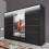 (Black, 255cm) Sasilaya High Gloss 2 or 3 Sliding Doors Wardrobe 1