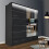 (Black, 208cm) Sasilaya High Gloss 2 or 3 Sliding Doors Wardrobe 1
