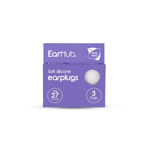 EarHub Premium Soft Silicone Earplugs- 3 Pair