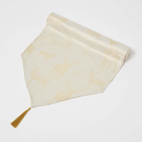 Homescapes (Gold) Stag Christmas Table Runner 1