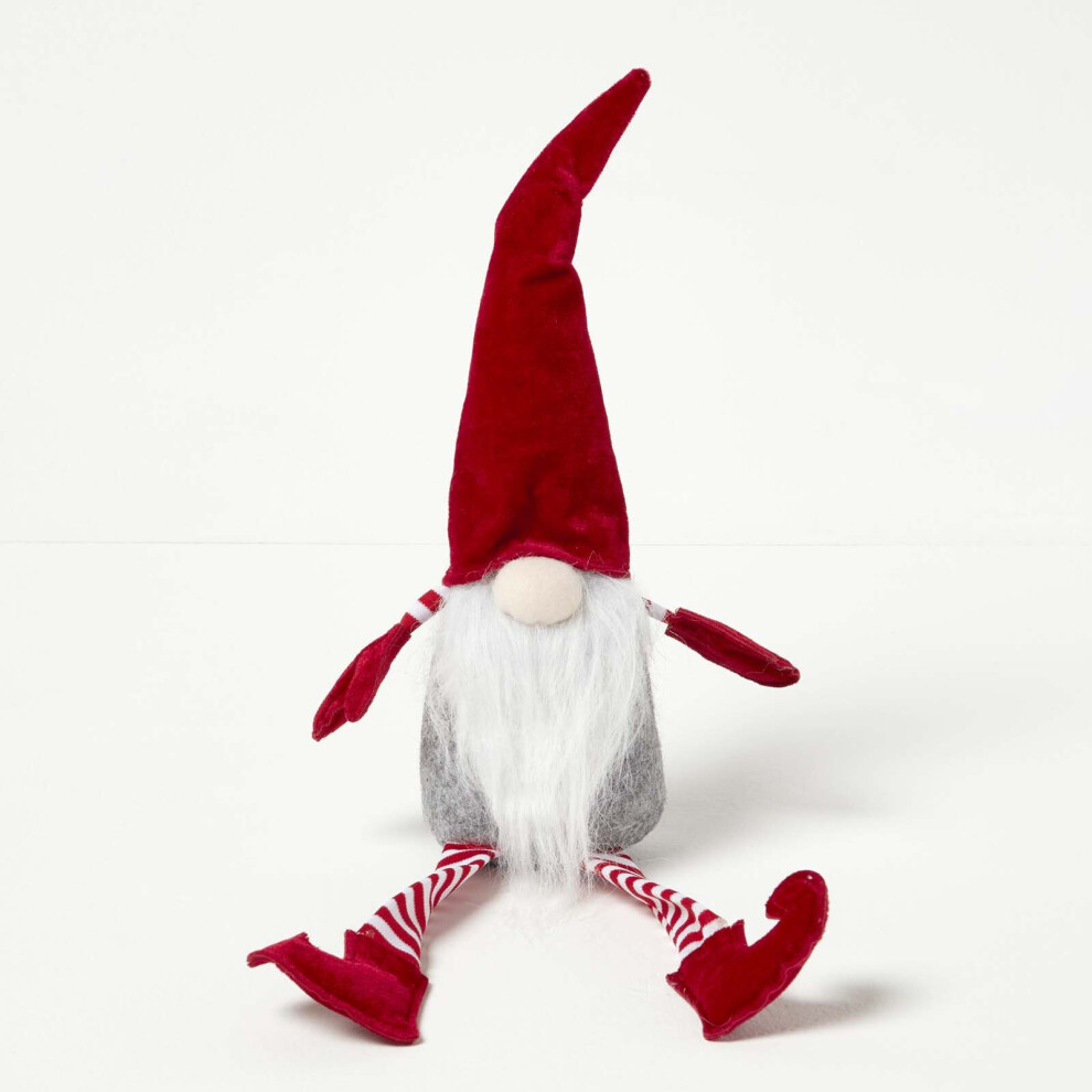 Homescapes Sitting Santa Gonk Christmas Decoration Red