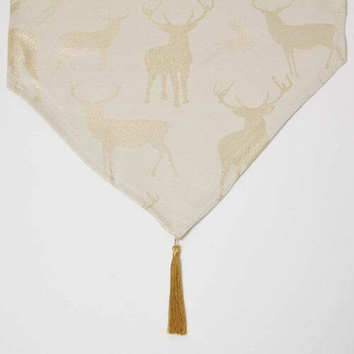 Homescapes (Gold) Stag Christmas Table Runner 2