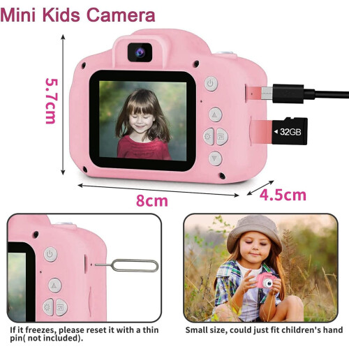 (Pink) Kids Mini Digital Camera with Free 32GB SD Card 2
