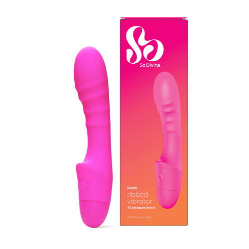 So Divine Pash Ribbed G-spot Vibrator, 10 Function, Pink