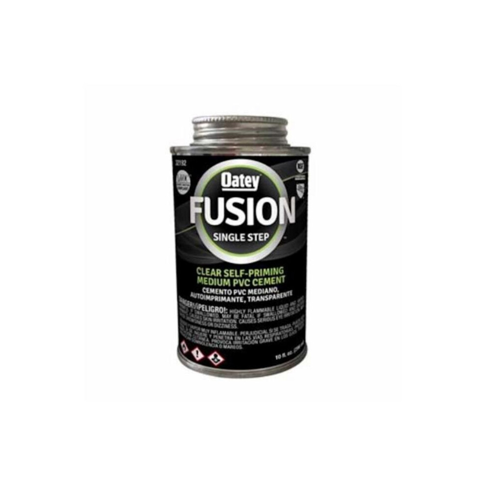 Oatey 10 Oz Fusion Single Step Medium Pvc Cement - Clear 758218462201