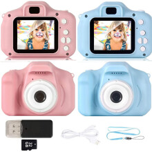 (Blue) Kids Mini Digital Camera with Free 32GB SD Card