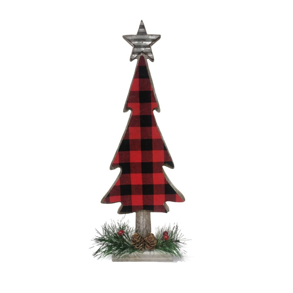 Christmas Table Decorations Tree Buffalo Plaid Xmas Decors Signs