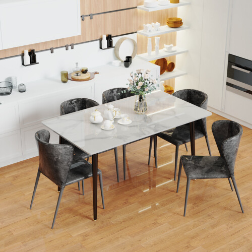 (D style) Rectangular  Dining Room Table Sintered Stone Top 1