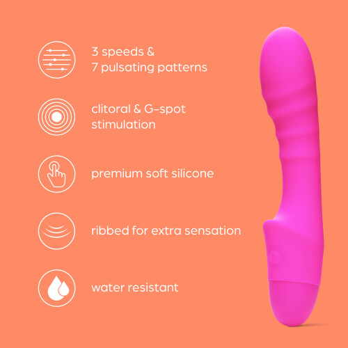 So Divine Pash Ribbed G-spot Vibrator, 10 Function, Pink 1