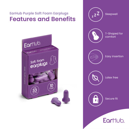 EarHub Sleepwell soft Foam earplugs- 10 Pairs 2