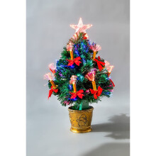 (2Ft) Candle & Bow Ornaments Fibre Optic Christmas Tree LED Pre-Lit