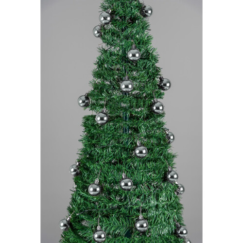 6ft (180cm) B/O Prelit Silver Baubles Decorated Pop Up Christmas Tree 1