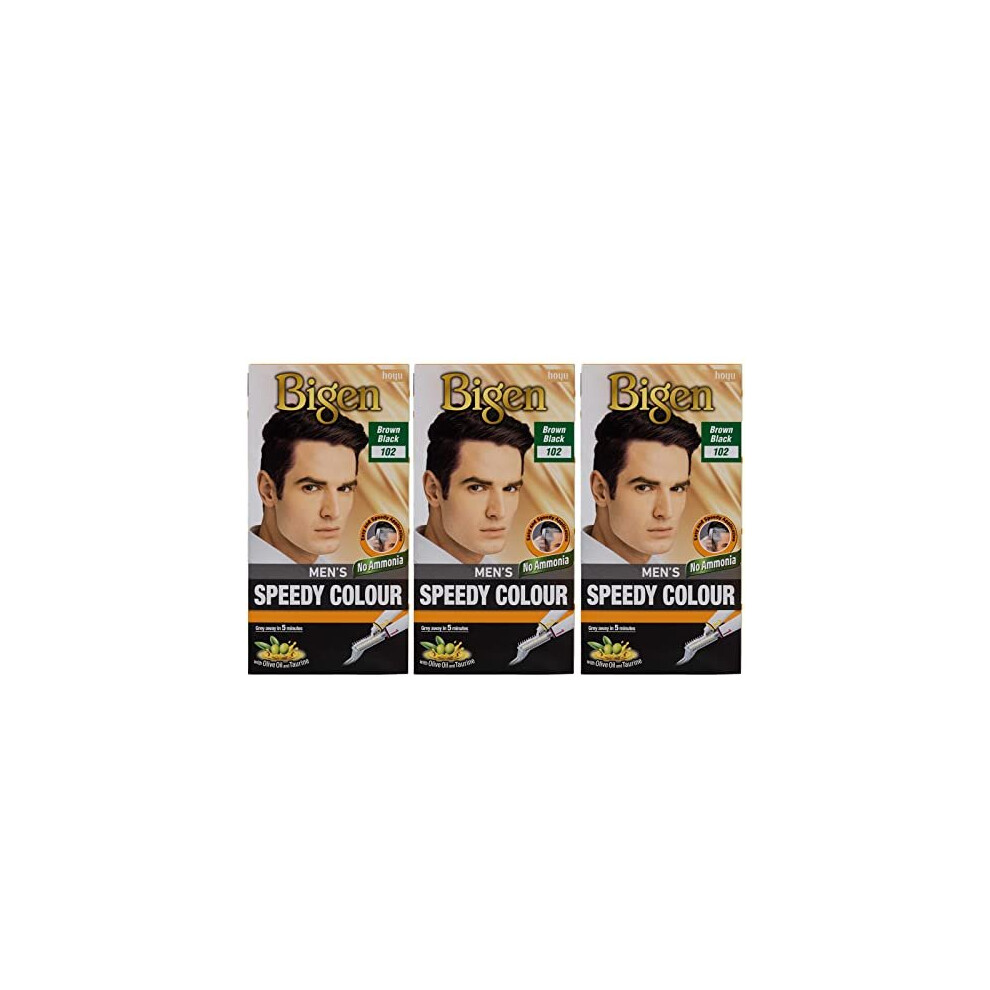 Bigen Men's Speedy Hair Color 102 Brown Black,(Pack of 3)