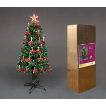 (6Ft) Candle & Bow Ornaments Fibre Optic Christmas Tree LED Pre-Lit