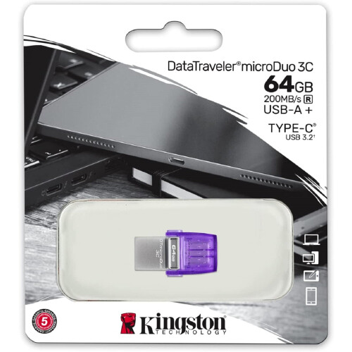 Kingston Clé USB - KINGSTON - Dt Microduo 3C - 64 Go - USB Type-A et Type-C - USB 3.0 2