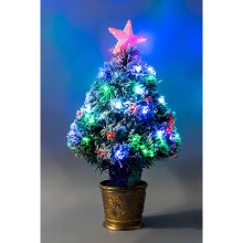 (2Ft) Frosted Tips 8 Modes Fibre Optic Christmas Tree LED Pre-Lit