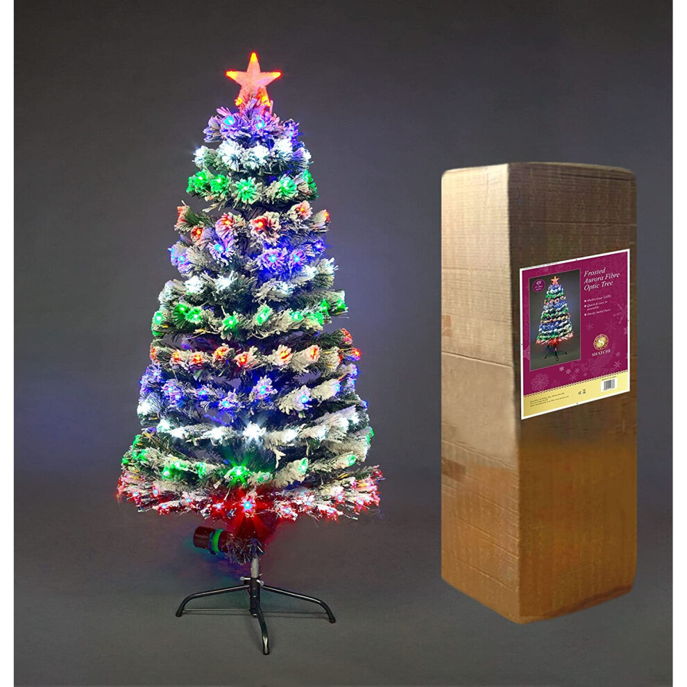 6Ft/180cm Frosted Tips 8 Modes Fibre Optic Christmas Tree LED Pre-Lit