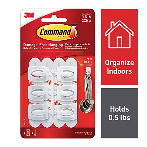 3M 3xMini Hooks with Command Strips (17006) - White