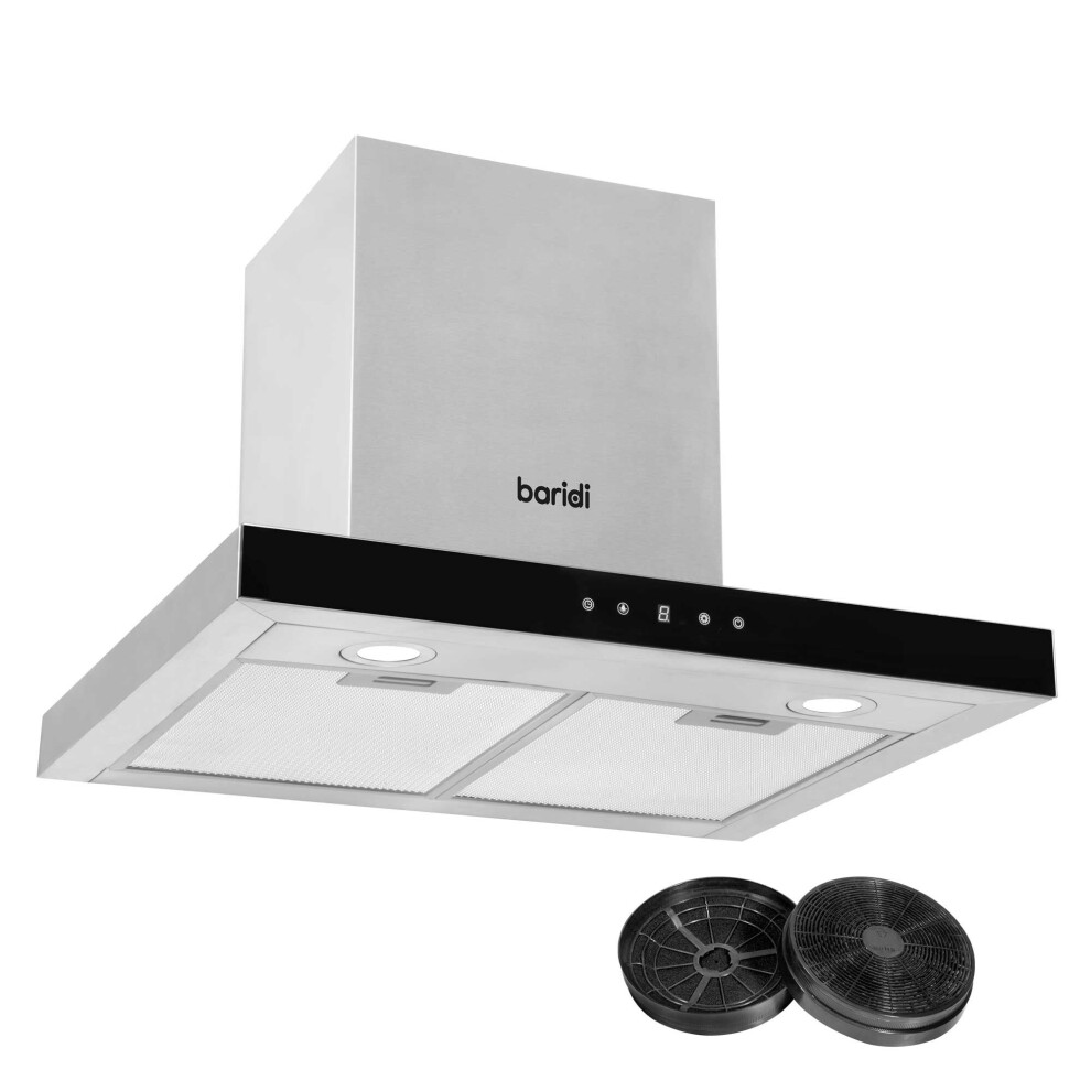 Baridi 60cm T Shape Chimney Cooker Hood with Carbon Filters, Stainless Steel - DH130