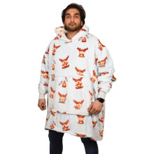 (Sky - Reindeer) Unisex Oversized Sweatshirt Big Hooded Hoodie Blanket Sherpa Fleece Ultra Plush