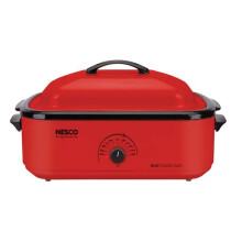 Nesco 18 qt. Chrome Red Porcelain Roaster Oven - 12 x 15 x 23.5 in.