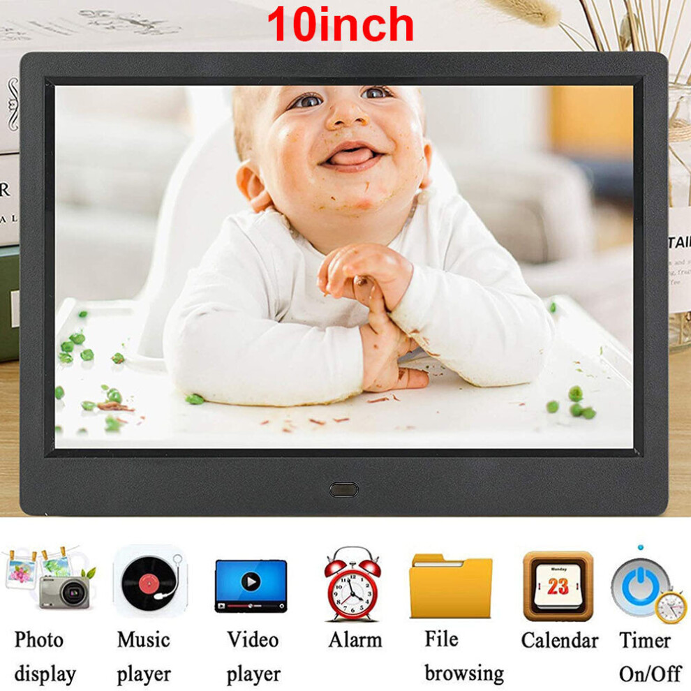 10'' Smart HD Digital Photo Frames Electronic Clock Picture Video Gift Black