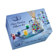 House Of Crafts - Glass Painting Diffuser Craft Kit, with Glass Fragrance Diffuser Bottles, Silver Stickers, Glass Paint, Reed Sticks and Artist's