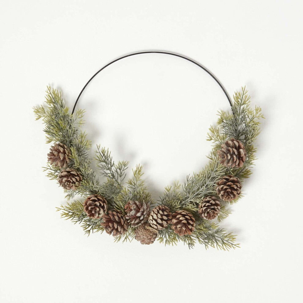 Homescapes Pinecone & Fir Wire Christmas Wreath Green