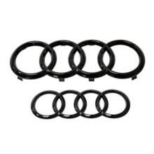 Gloss Black Front & Rear Rings Badge Emblem Audi Q3 Q5 Q7Quattro Sline
