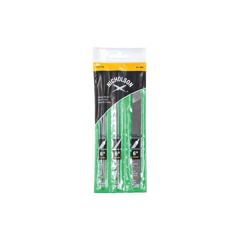 Nicholson  6 in. High Carbon Steel Assorted File Set - 3 Piece