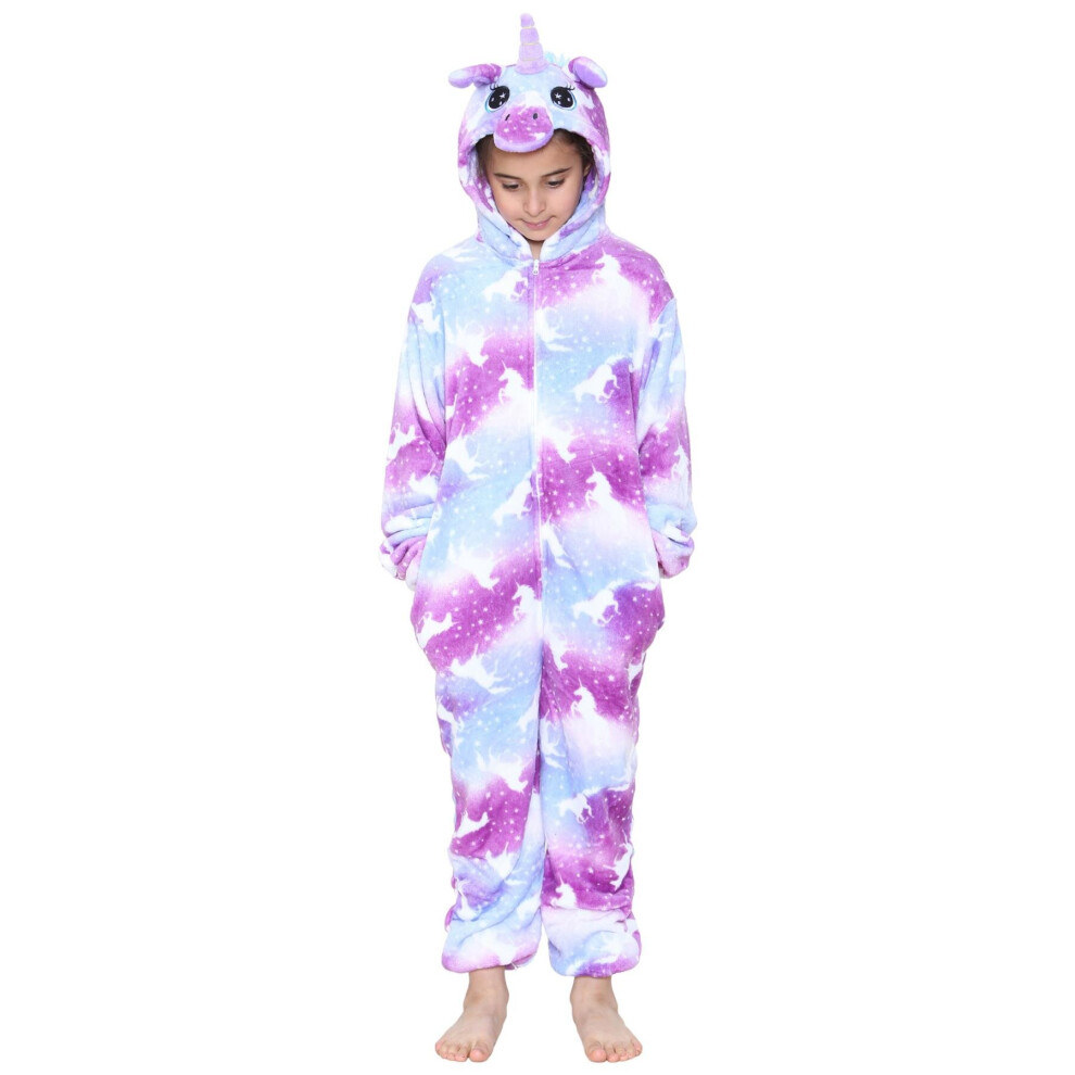 (13 Years, Purple Galaxy) Girls A2Z Onesie One Piece Unicorn Pyjamas 2-13 Yr