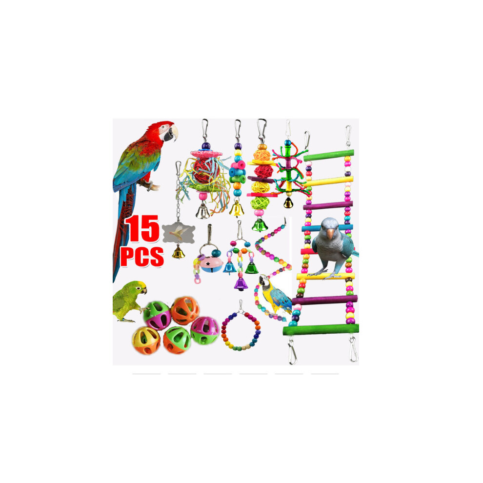 15pcs Combination parrot toy accessories parrot toy training standing