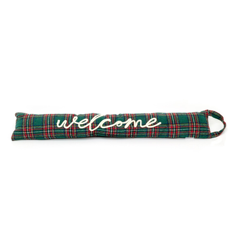 Carousel 81Cm Tartan Fabric Door Draught Excluder | Plaid Draft Excluder Door Cushion | Welcome Draught Excluder For Doors Door Draught Cushion Green