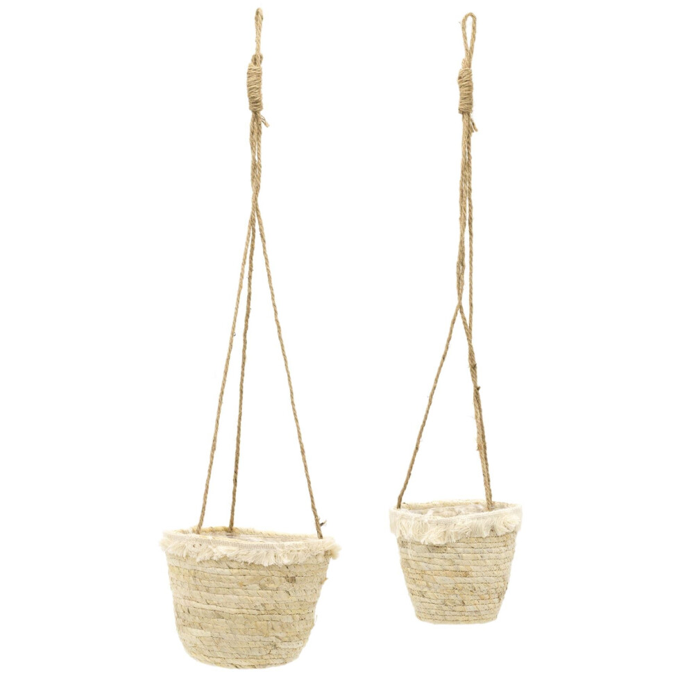 Set Of 2 Woven Hanging Planter Plant Pots | Indoor Hanging Baskets Plant Holder | Plant Hanger Hanging Basket Flower Pot Grow Bags